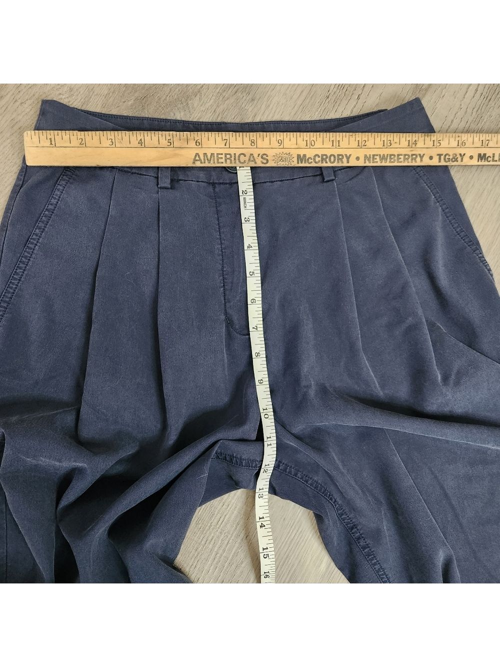 Kit + Ace Navy Blue High Waist Pleated Taper Leg Trouser Pants Size 8 - Picture 15 of 15